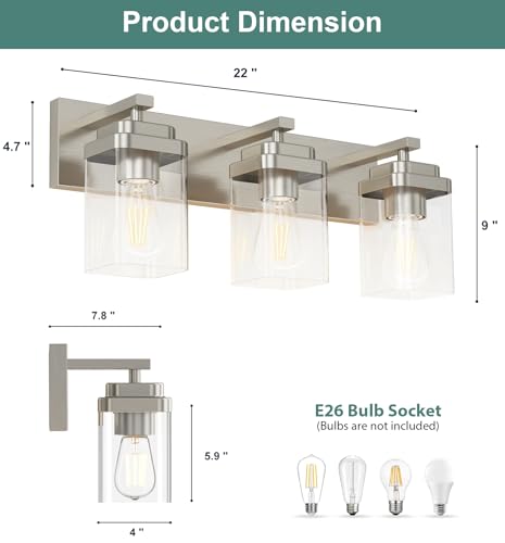 Brushed Nickel Bathroom Light Fixtures