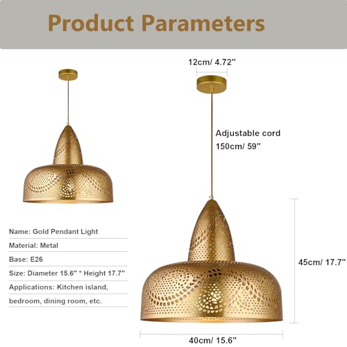 Turkish Pendant Light Mid Century Gold Moroccan Ceiling Light