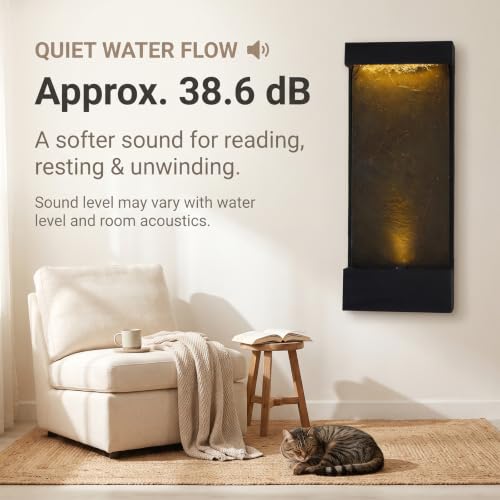 39.57 in Modern Indoor Outdoor Waterfall Fountain LEDs Resin Black