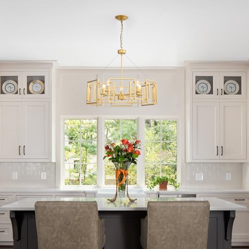 Brushed Gold Modern Geometric Chandelier