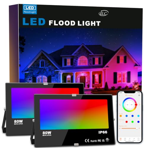 LED Flood Light 30W Outdoor RGB Color Changing (2 Count)