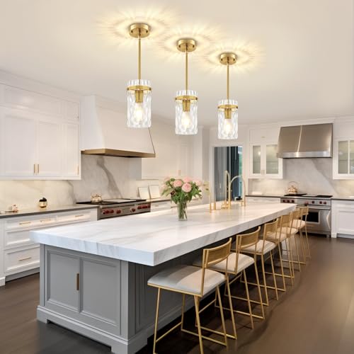 3 Pack Gold Pendant Lights Kitchen Island Modern Hanging Light Fixture (3 Count)