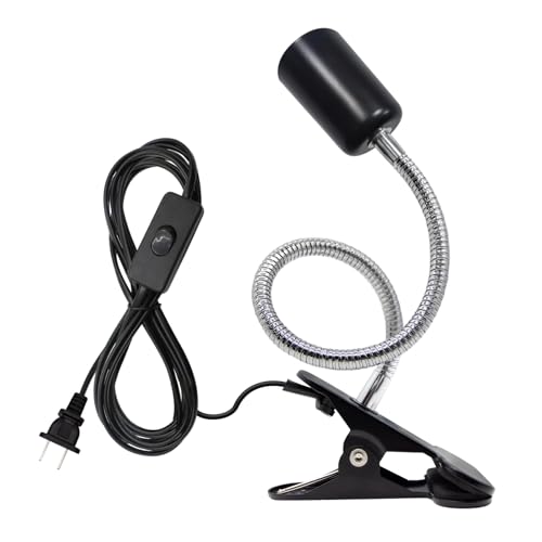 Clip Lamp Holder Adjustable Switch Clip Light Flexible Clip lamp Holder Clip Desk Lamp Socket Adjustable Light Stand Clamp Lamp Base Light Socket Gooseneck for Bedroom Lighting