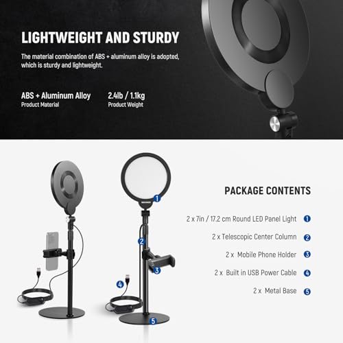 Basics 2 Pack 7" Desktop Ring Lights for Video Recording (2 Count)