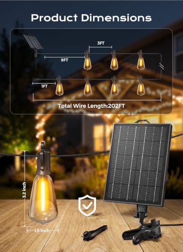 202FT Solar String Lights Outdoor Waterproof (202 Foot)