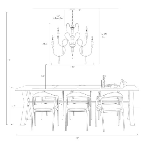 39'' Large Farmhouse French Country Chandelier