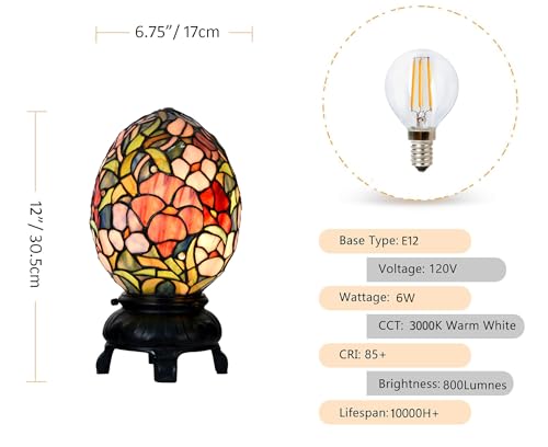 A0015 Tiffany Style Stained Glass Egg Table Lamp