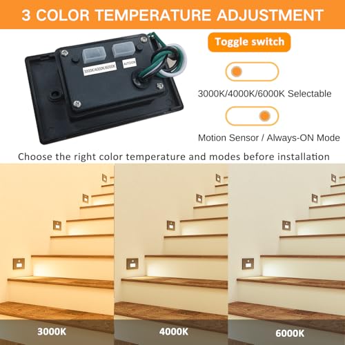 8 Pack 3CCT 120V Motion Sensor LED Step Lights Indoor Outdoor (8 Count)