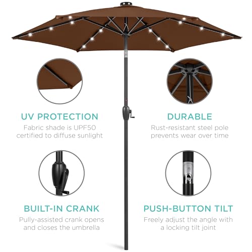 7.5ft Solar Umbrella LED Lighted Patio Umbrella