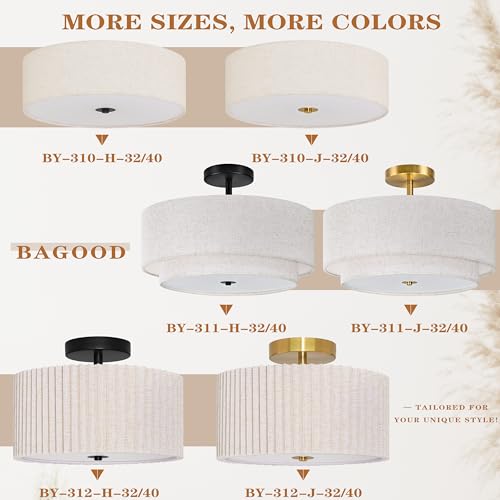 3 Light Semi Flush Mount Ceiling Light Fixture 15.7 Inch Modern Black Drum Ceiling Light Fixture with 2