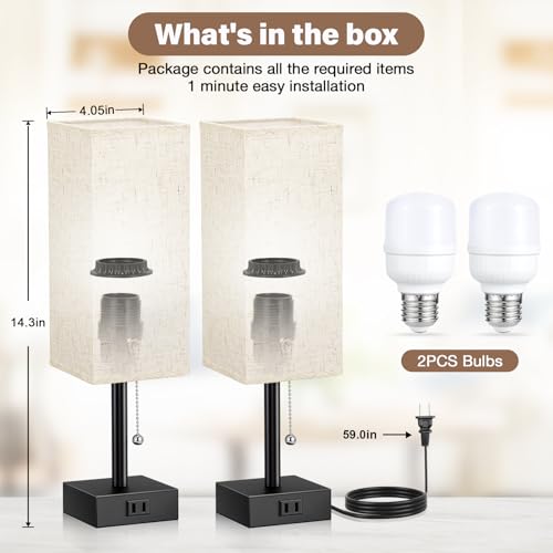 Bedside Lamp for Bedroom Set of 2 (2 Count)