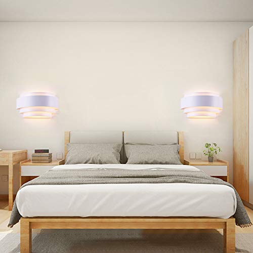 Modern Wall Sconce Set of 2 Indoor Wall Light Fixture Half Moon Metal Wall Lamp White for Stair Hallway Home Theatre Bedroom (2 Count)