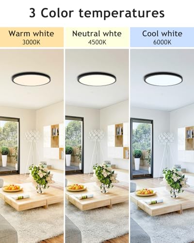 6PACK Flush Mount LED Ceiling Light Fixture Black (6 Count)