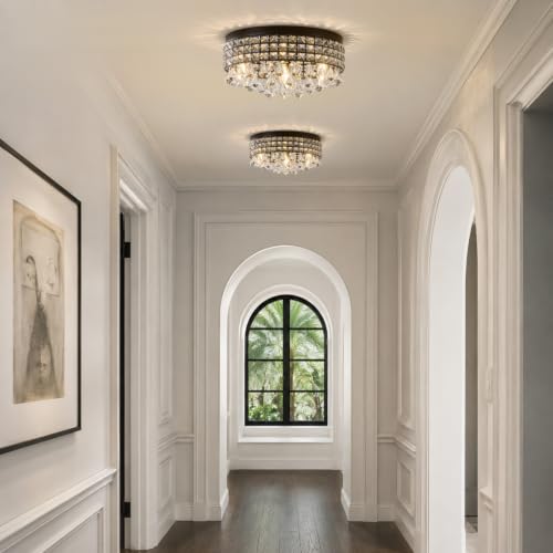Small Crystal Flush Ceiling Light (Classic Black)