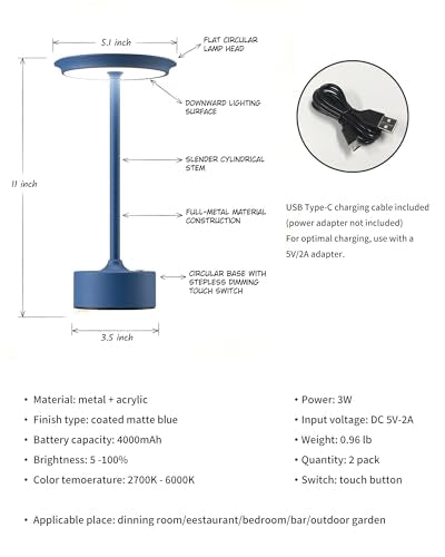 Rechargeable Table Lamps Set of 2 (2 Count)