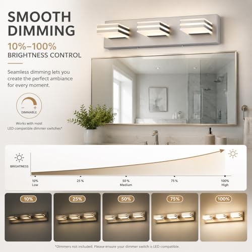 3 Light Brushed Nickel Vanity Light for Bathroom