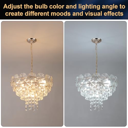Luxury Flower Crystal Chandelier Modern Gold 20" Chandeliers 9