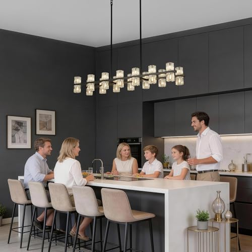 28 Light L46" Extra Large Rectangle Black Crystal Dining Room Chandelier