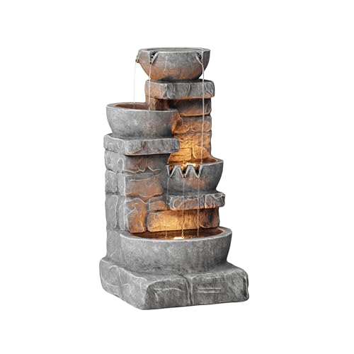 33" Outdoor Water Fountain with LED Lights