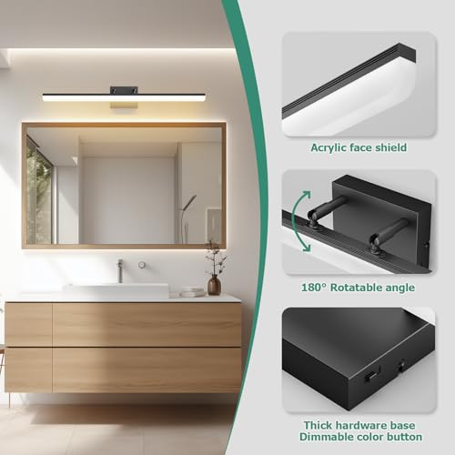 Black Vanity Light 31.5" Long 24W LED Bathroom Light Bar with 5CCT Adjustable Modern Bathroom Vanity Light Fixture for Mirror
