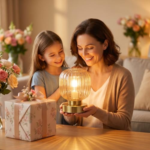 Amber Touch Glass Table Lamp