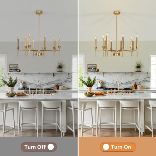 Gold Modern Small Chandelier 10 Light Dining Room Farmhouse Light Fixture
