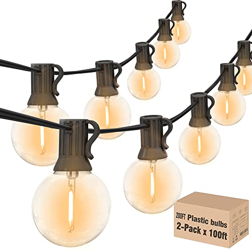 200FT Outdoor String Lights G40 Globe Patio Lights Waterproof Outdoor Hanging Lights with 104 Shatterproof LED Bulbs Dimmable String Lights for Outside Bistro Backyard Market