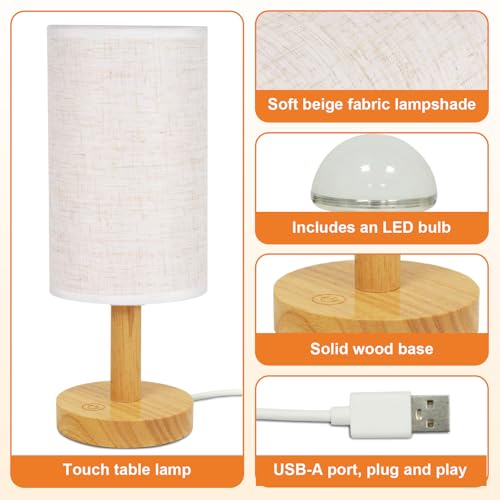 Small Touch Table Lamp with Stepless Dimming&USB Plug