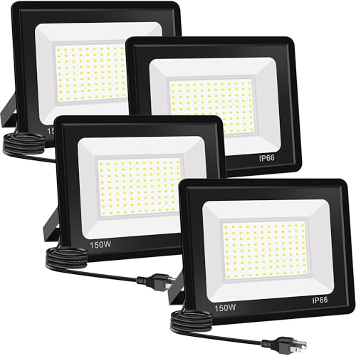 4Pack 150W LED Flood Light Outdoor (4 Count)