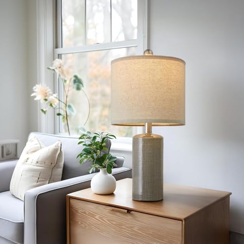 Small Table Lamps Set of 2 for Living Room 20.25" Grey Lamps Bedside Lamps (2 Count)