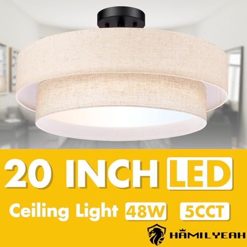 20 Inch Semi Flush Mount Round Ceiling Light Fixture