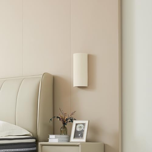 12" Modern Ribbed Plaster Wall Sconce