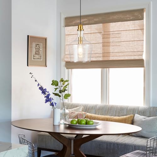 Glass Pendant Light Modern Brass 1 Light Single Dome Pendant Lighting Fixtures for Kitchen Island Dining Room Hallway