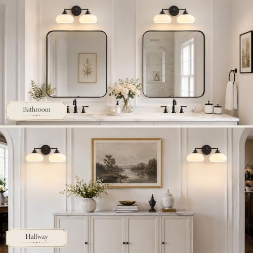 Vintage Milk Glass Wall Sconce (Black)