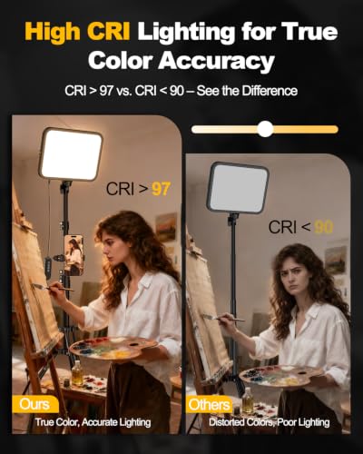 1 Pack LED Video Light Kit with Tripod Stand & Phone Holder