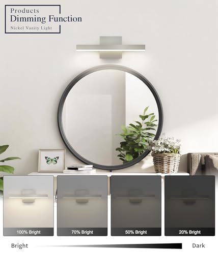 Bathroom Light Fixtures Brushed Nickel Vanity Lights Bar 5cct Dimmable Modern Bath Lighting Fixture Over Mirror Led Vanity Light for Bathroom 15.74 inch ETL Certificated