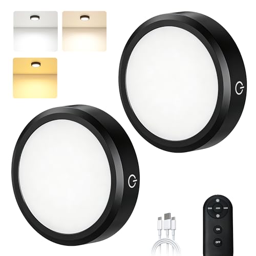 Puck Lights with Remote Control Rechargeable (2 Count)