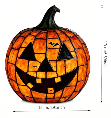 Halloween Lamp Stained Glass Pumpkin Lamp Tiffany Style Halloween Decorations for Home HolidayParty