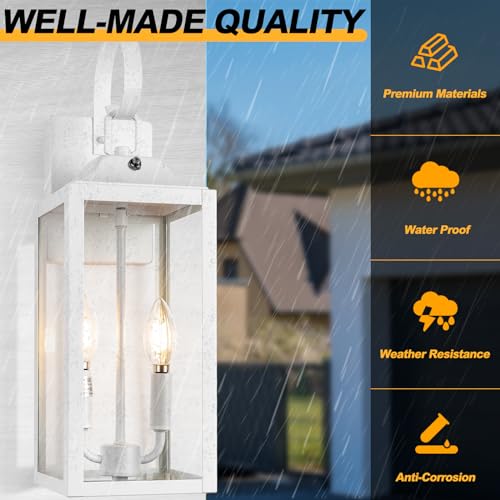 19" White Dusk to Dawn Outdoor Wall Lantern 2
