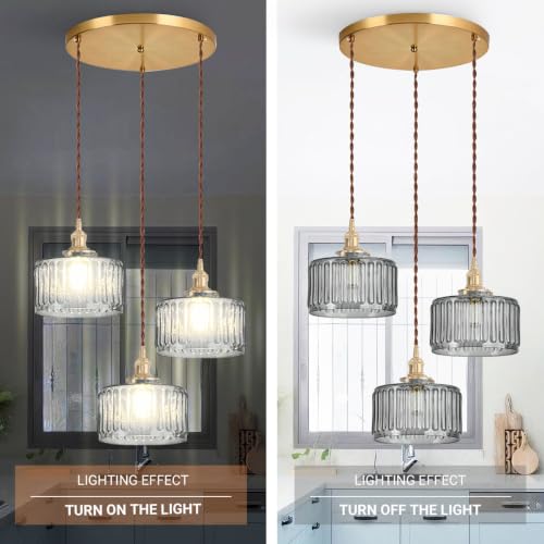 Cluster Chandelier Mid Century Ceiling Pendant Lights 3 Gray Shade