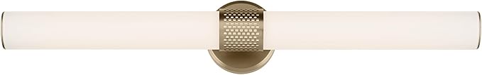 Kichler Sashi 32" LED Large Bath Bar with White Glass in Champagne Bronze, Modern, for Vanity, Fireplace, Buffet, Hallway, Vanity Mirror, (32" W x 5" H) 55193CPZLED
