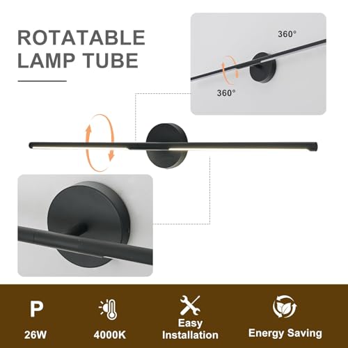 Matte Black Bathroom Light Fixtures Over Mirror 36 Inch