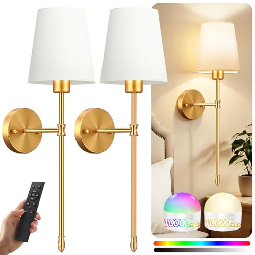 Battery Operated Wall Sconce 10000mAh Wireless Wall Sconce Set of Two (2 Count)