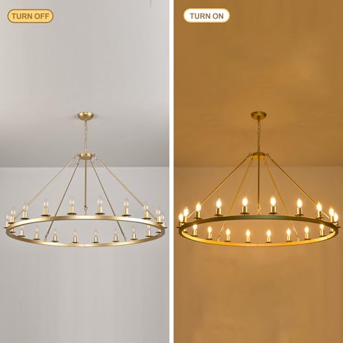 Large Gold Wagon Wheel Chandelier 48