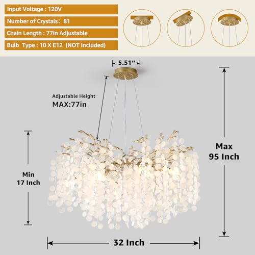 32 Inch Gold Crystal Chandelier 10
