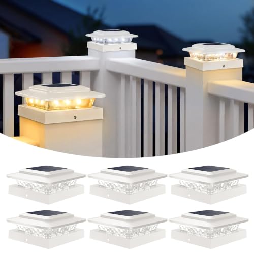Solar Post Cap Lights Outdoor 6 Pack