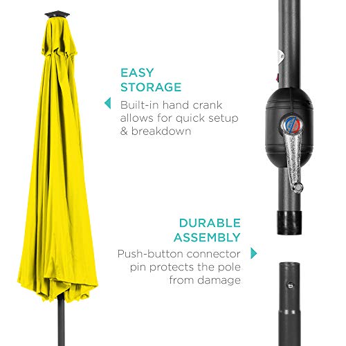 10ft Solar Polyester LED Lighted Patio Umbrella w (10 Feet)