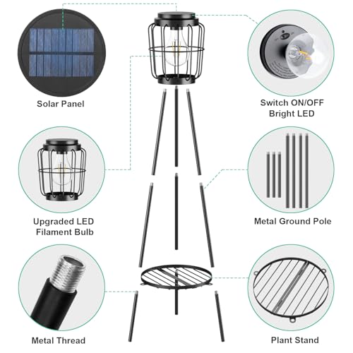 Solar Lights with Plant Stand
