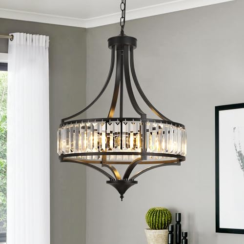 5 Light Black Crystal Chandelier for Dining Room