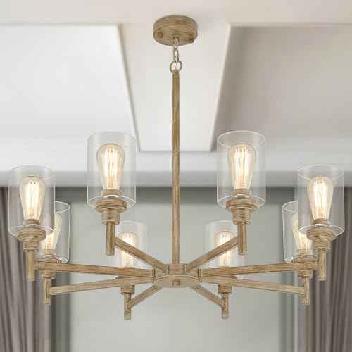 8 Light Rustic Farmhouse Chandelier 34"